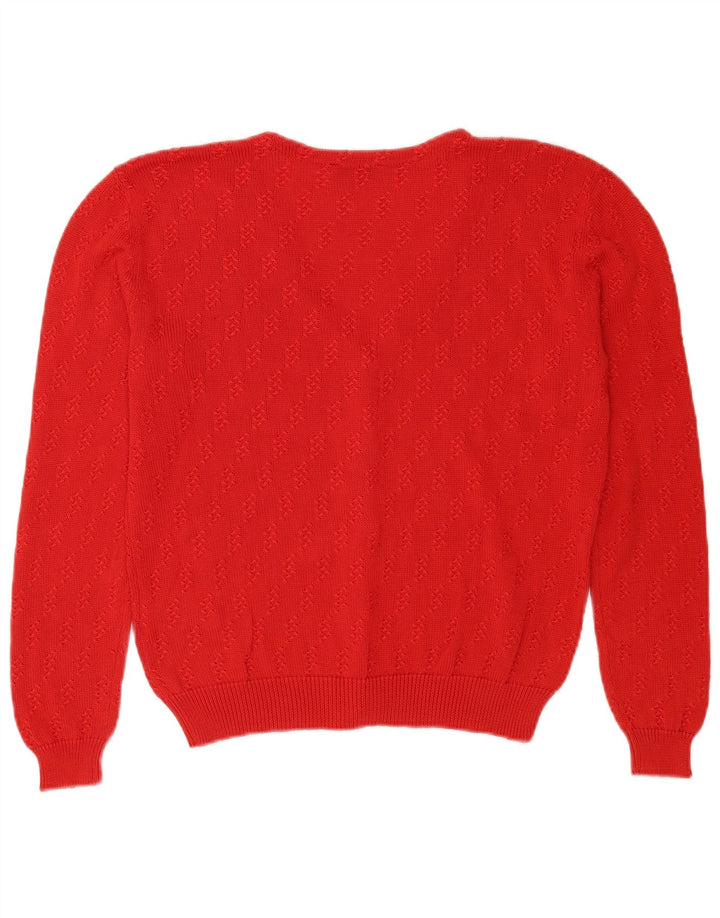 Pulover cardigan pentru femei Peter Hahn UK 14 bumbac roșu mediu