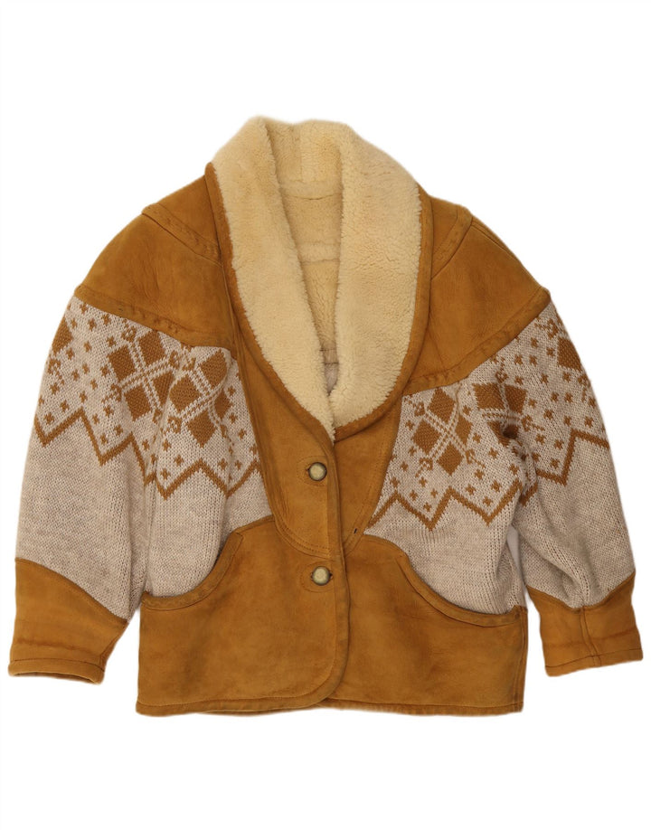 Jachetă vintage supradimensionată pentru femei EU 46 XL Bej Argyle/Diamond