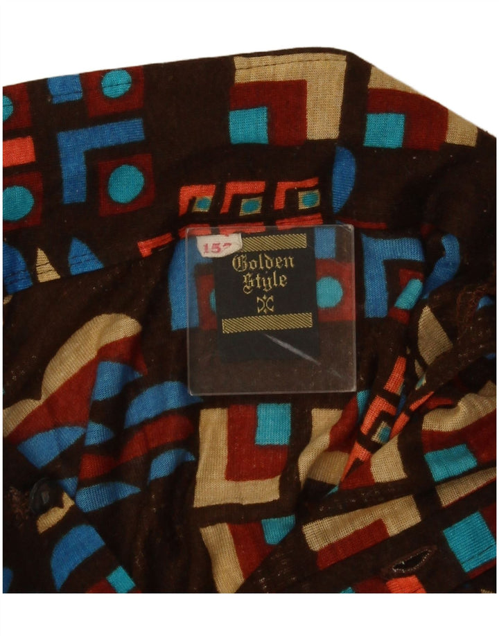 Cămașă Vintage Băieți 11-12 Ani Maro Geometric Poliacrilic