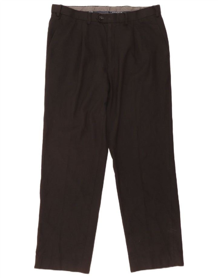 MARKS & SPENCER Pantaloni de costum pentru bărbați cu tăiere obișnuită L34 L31 Lână neagră