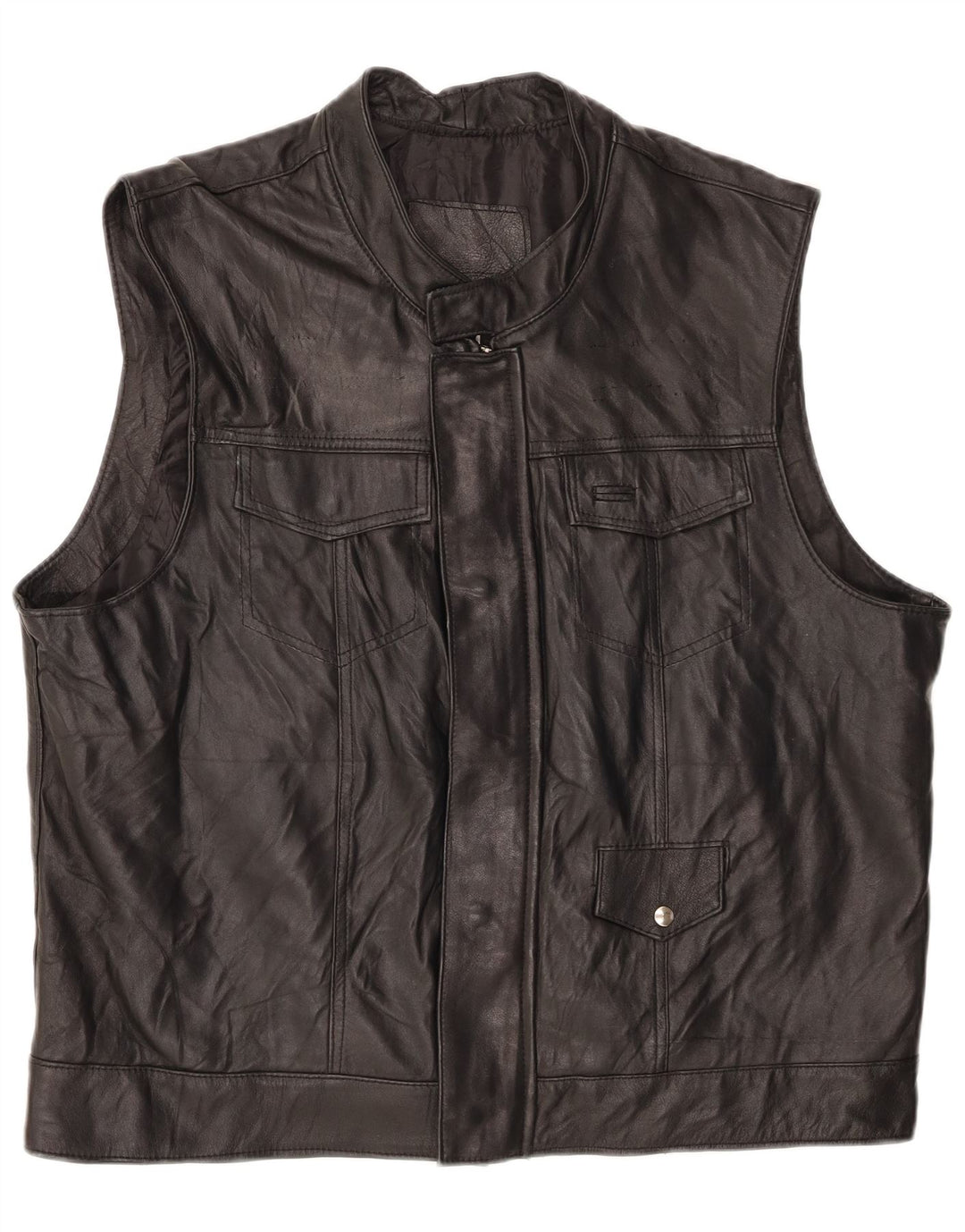 Gilet din piele vintage pentru bărbați UK 42 XL din piele neagră