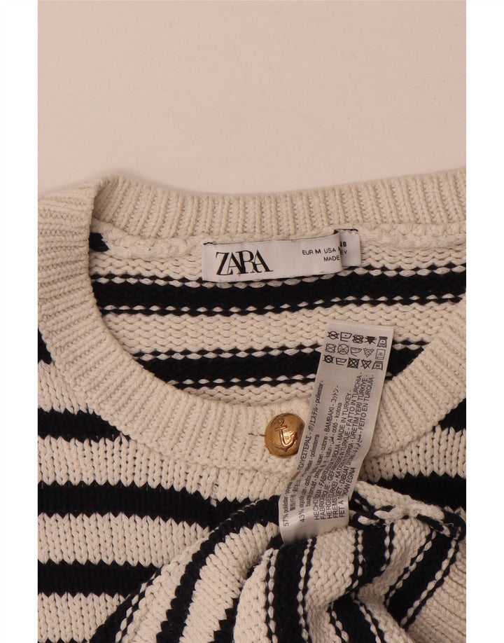 Pulover cardigan supradimensionat pentru femei ZARA UK 14 Medium White Dunge