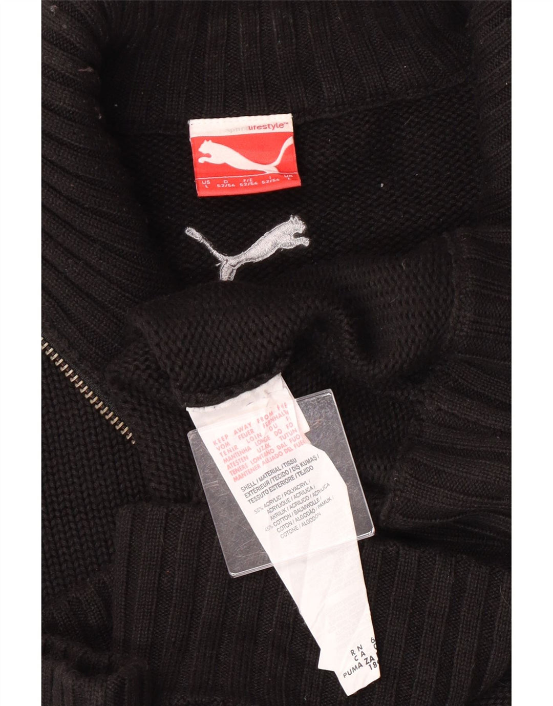 Pulover cardigan pentru bărbați Puma, mare, negru, acrilic