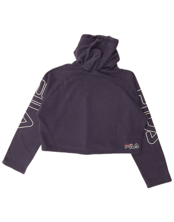 Pulover cu glugă cu grafic supradimensionat pentru femei Fila UK 10 Mic bleumarin