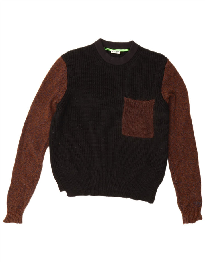 Pulover Kenzo pentru bărbați cu decolteu rotund din lână neagră medie