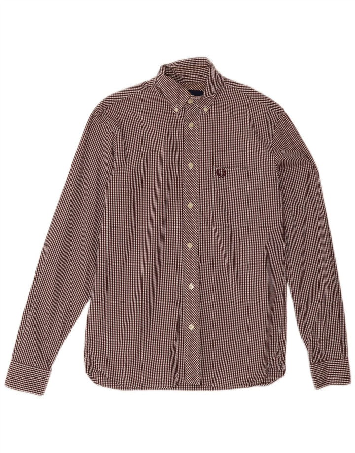 Cămașă Fred Perry pentru bărbați, bumbac vichy burgundă