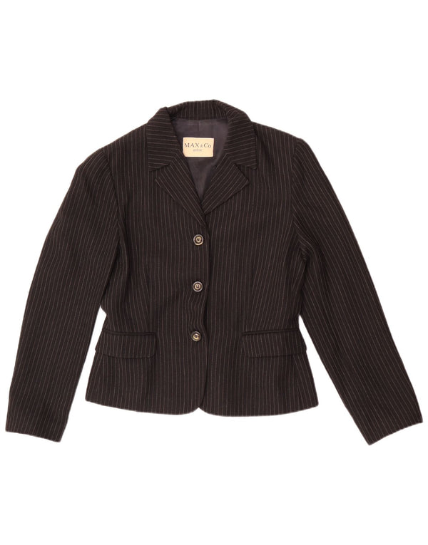 Max&Co. Jachetă blazer cu 3 nasturi pentru femei UK 12 Medium Black Pinstripe