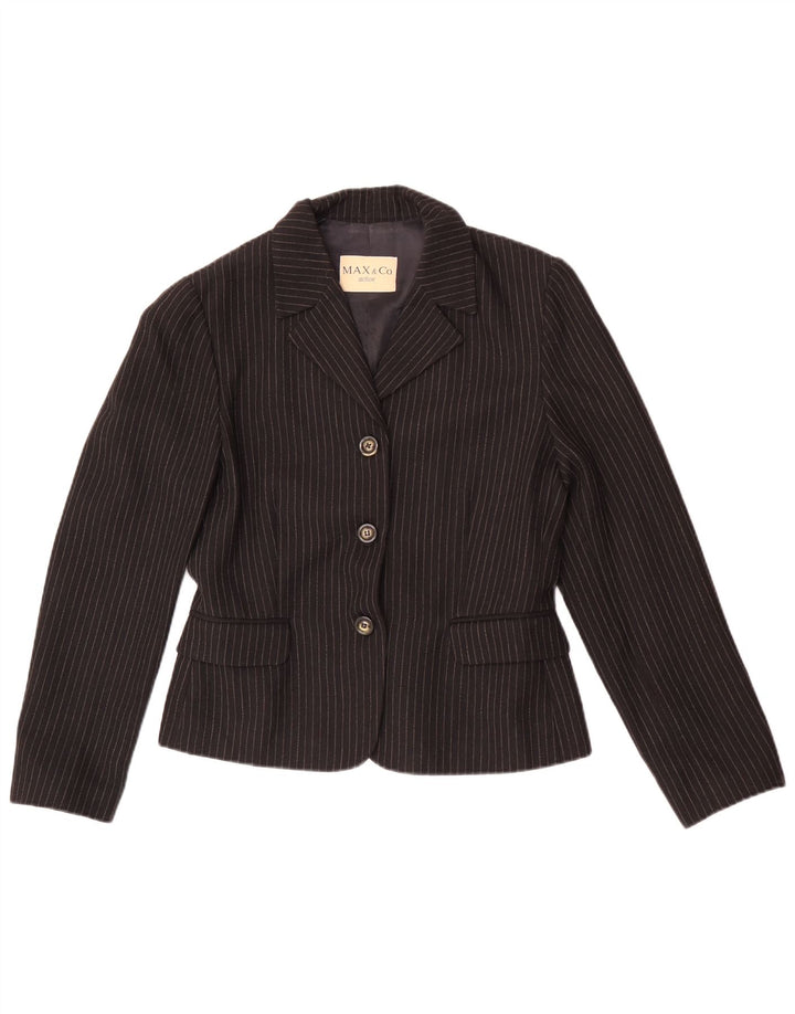 Max&Co. Jachetă blazer cu 3 nasturi pentru femei UK 12 Medium Black Pinstripe
