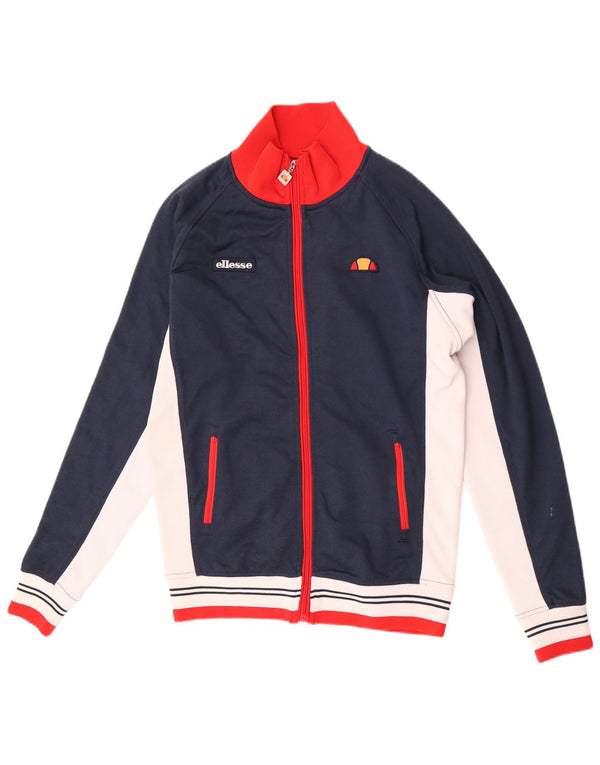 Ellesse Mens Tracksuit Top Jacket Small Navy Blue Colourblock Cotton