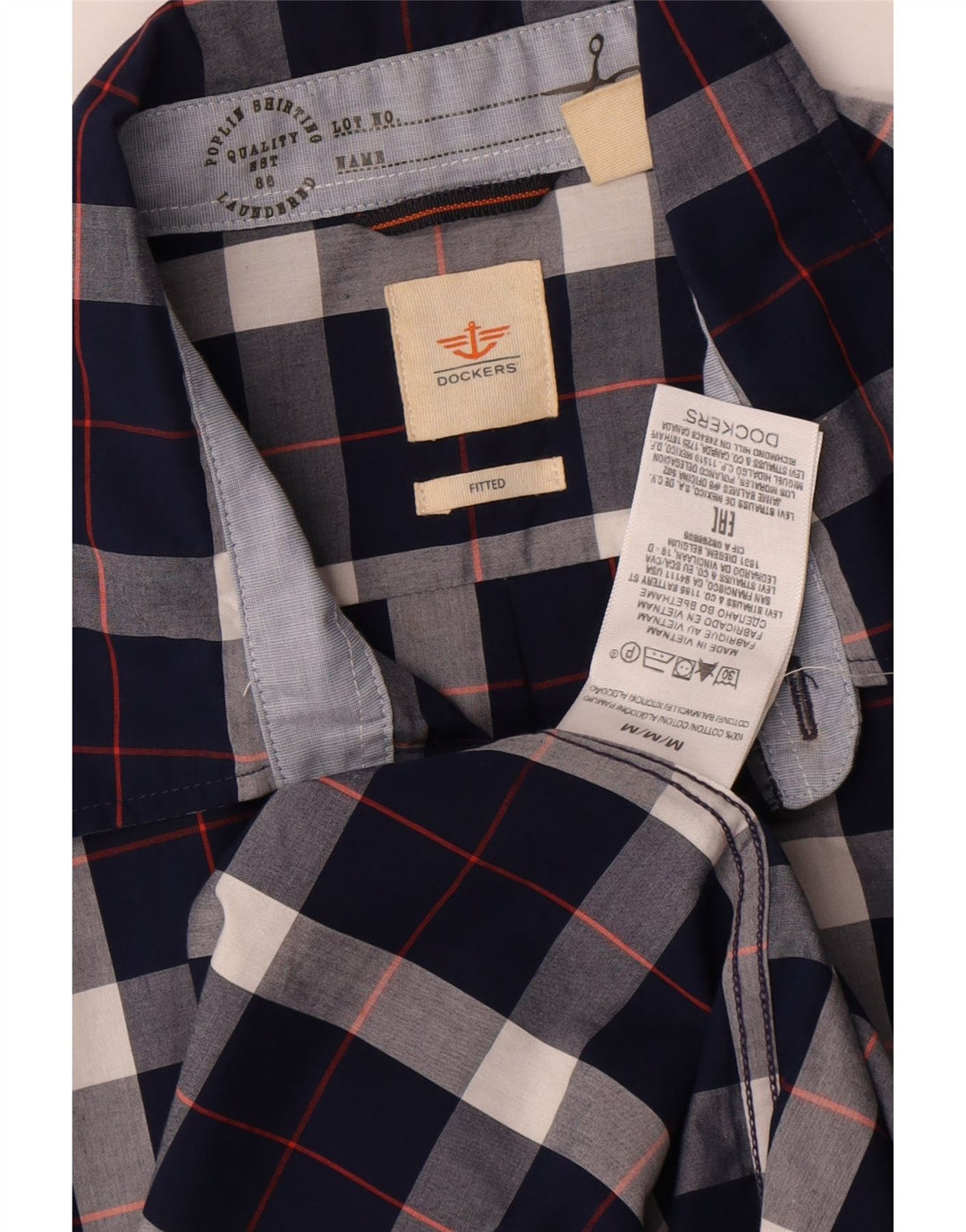 Cămașă bărbătească DOCKERS pentru bărbați, din bumbac cu carouri, albastru bleumarin mediu