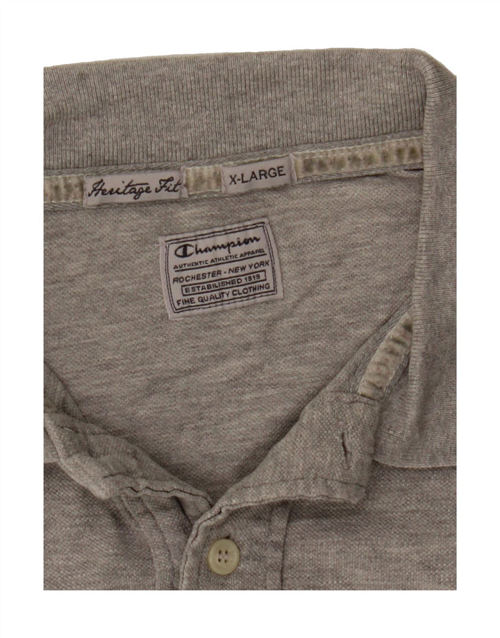 CHAMPION Mens Heritage Fit Polo Shirt XL Grey Vintage Champion and Second-Hand Champion from Messina Hembry 