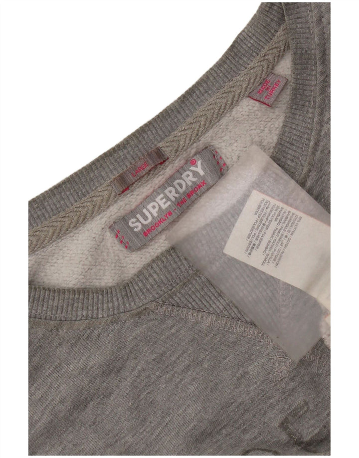 Pulover supradimensionat cu grafic Superdry pentru femei UK 16, bumbac mare, gri