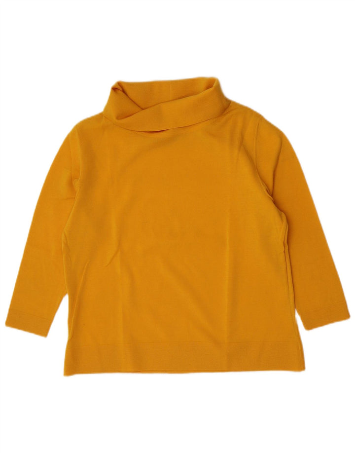 Top cu mâneci 3/4 pentru femei vintage, UK 14, galben mediu