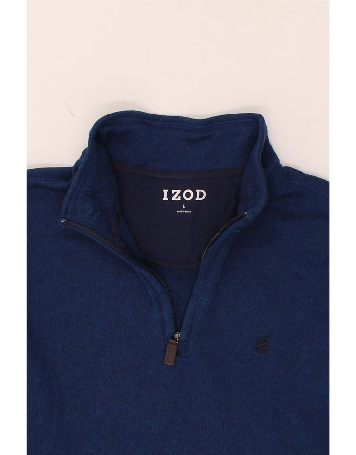 IZOD Mens Zip Neck Sweatshirt Jumper Large Navy Blue Polyester Vintage Izod and Second-Hand Izod from Messina Hembry 