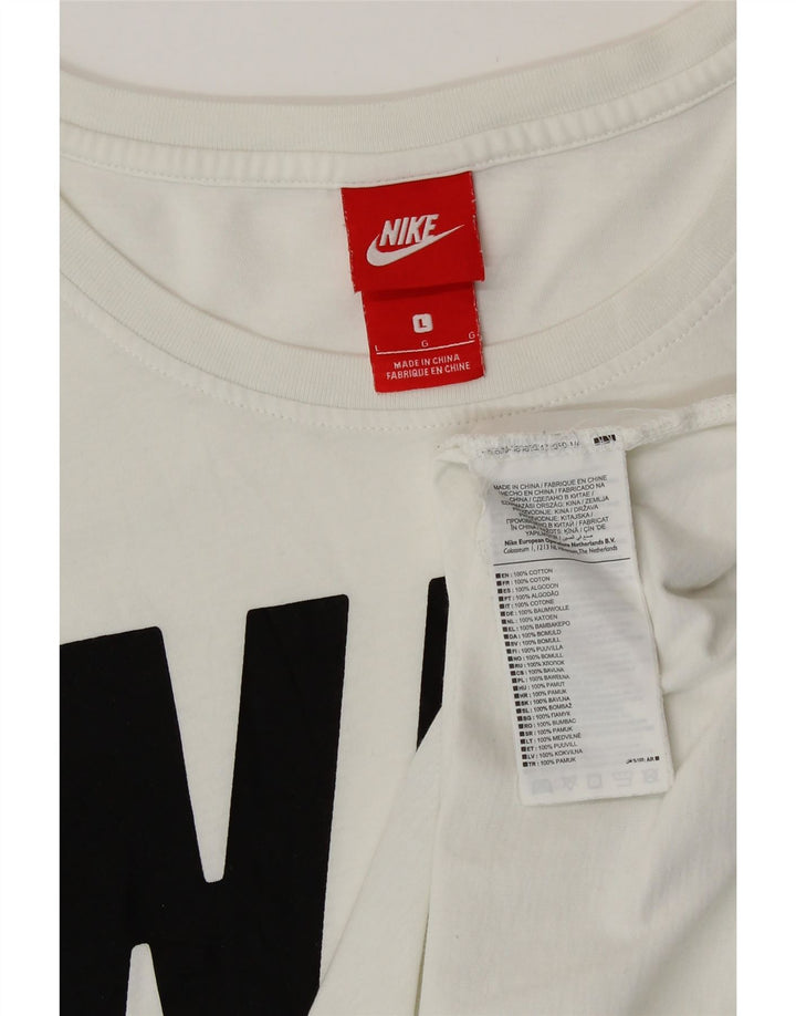 Tricou grafic Nike pentru femei Top UK 16 mare bumbac alb