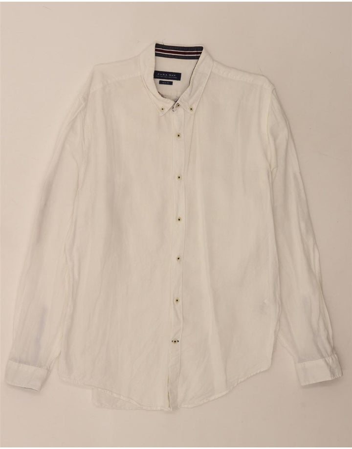 Cămașă pentru bărbați Zara Slim Fit XL, in alb