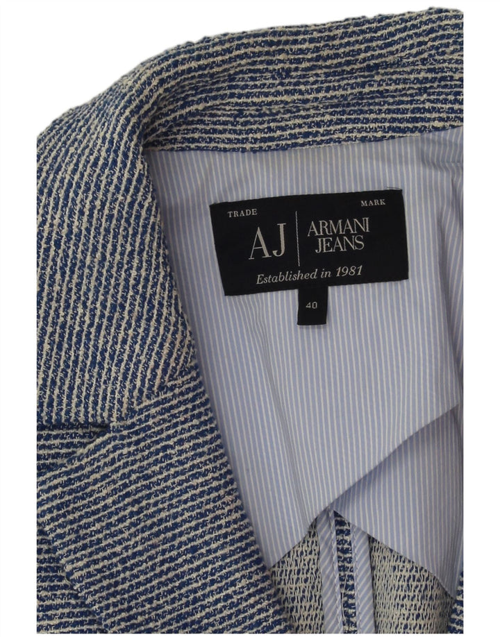 Jachetă Blazer pentru femei Armani Jeans cu 2 nasturi EU 40 Medium Blue Pinstripe