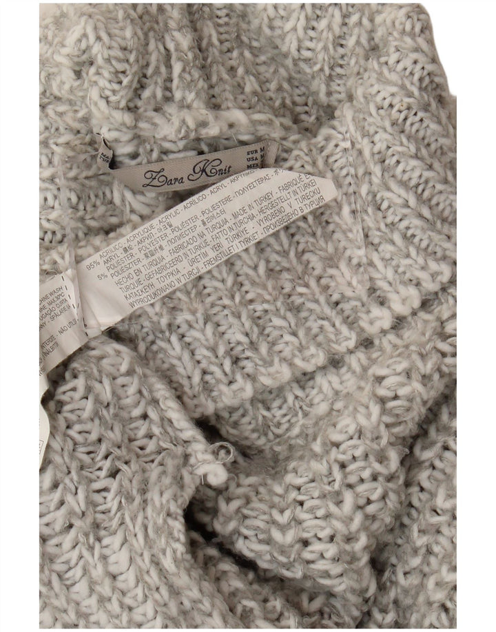Pulover supradimensionat cu gât rulat Zara pentru femei UK 14 Medium Gri Pete