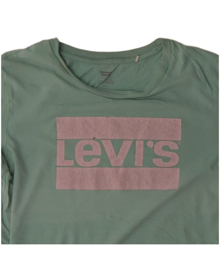 Tricou grafic pentru femei LEVI'S Top UK 16 mare din bumbac turcoaz