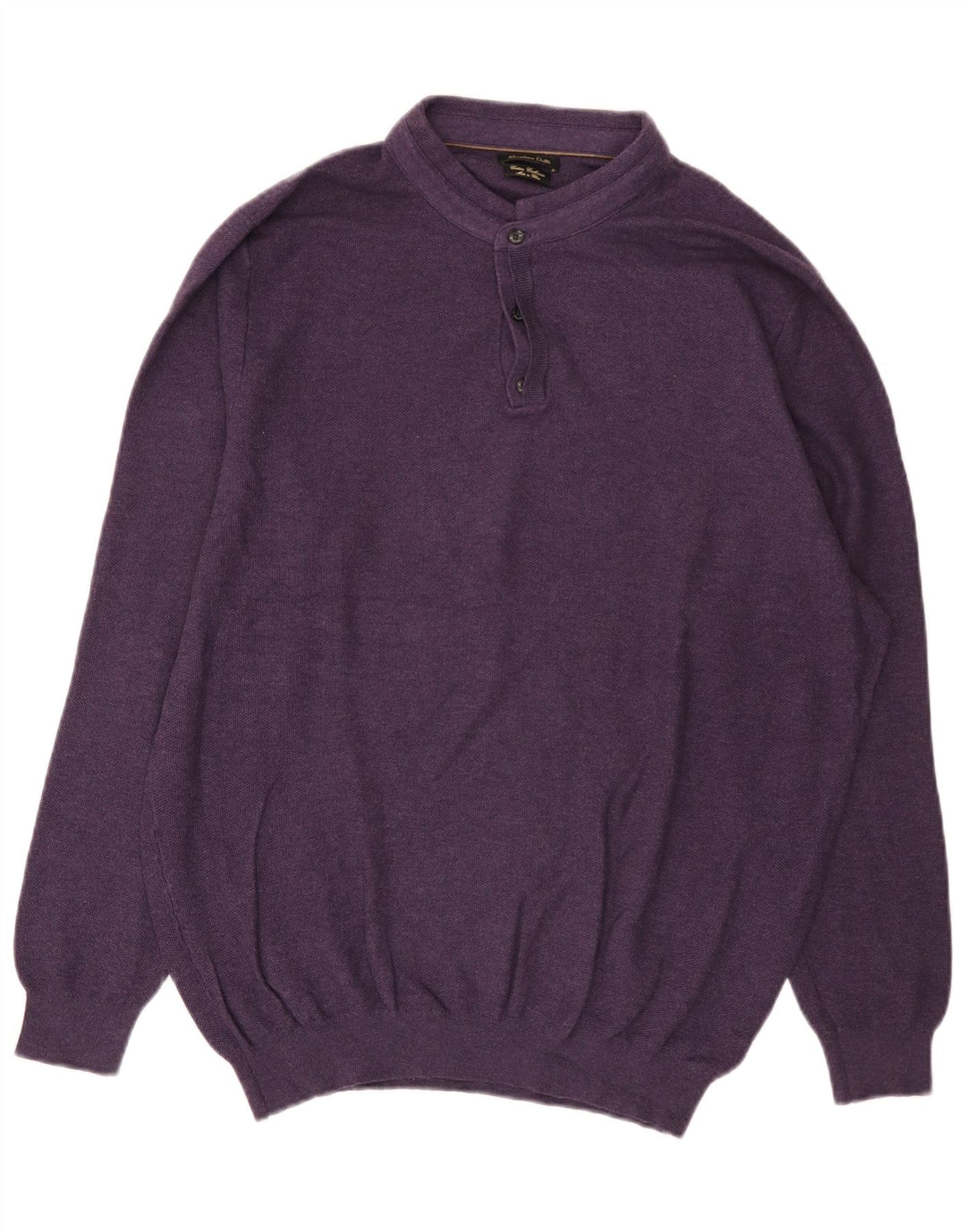Massimo Dutti Pulover pentru bărbați cu gât cu nasturi, bumbac violet 2XL