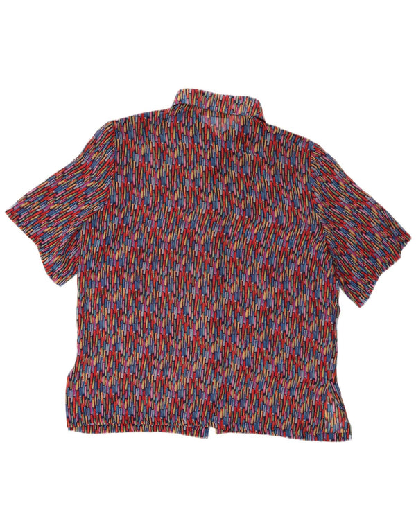 Bluză cămașă cu mânecă scurtă pentru femei Vintage IT 50 XL Multicolor Geometric
