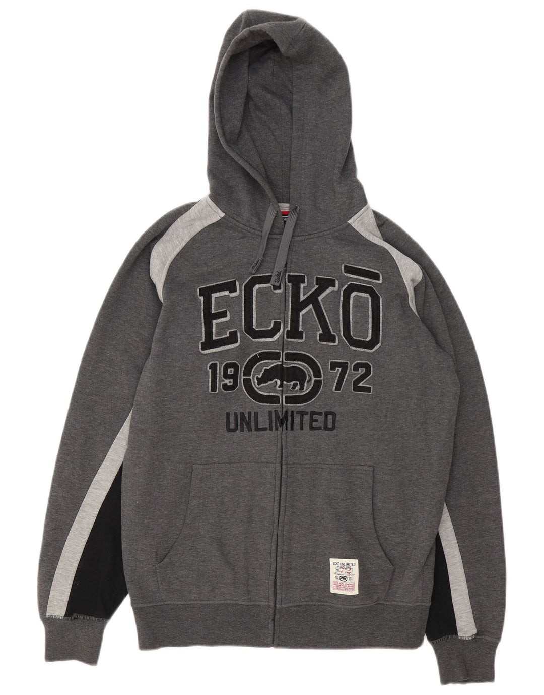 Pulover Ecko Unltd pentru bărbați, cu fermoar grafic, poliester, gri mediu