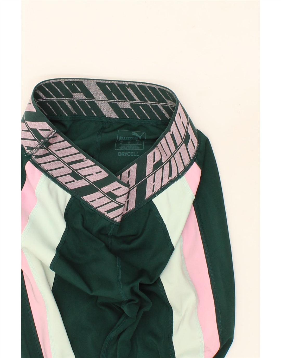 PUMA Womens Graphic Leggings UK 12 Medium  Green Colourblock Polyester Vintage Puma and Second-Hand Puma from Messina Hembry 