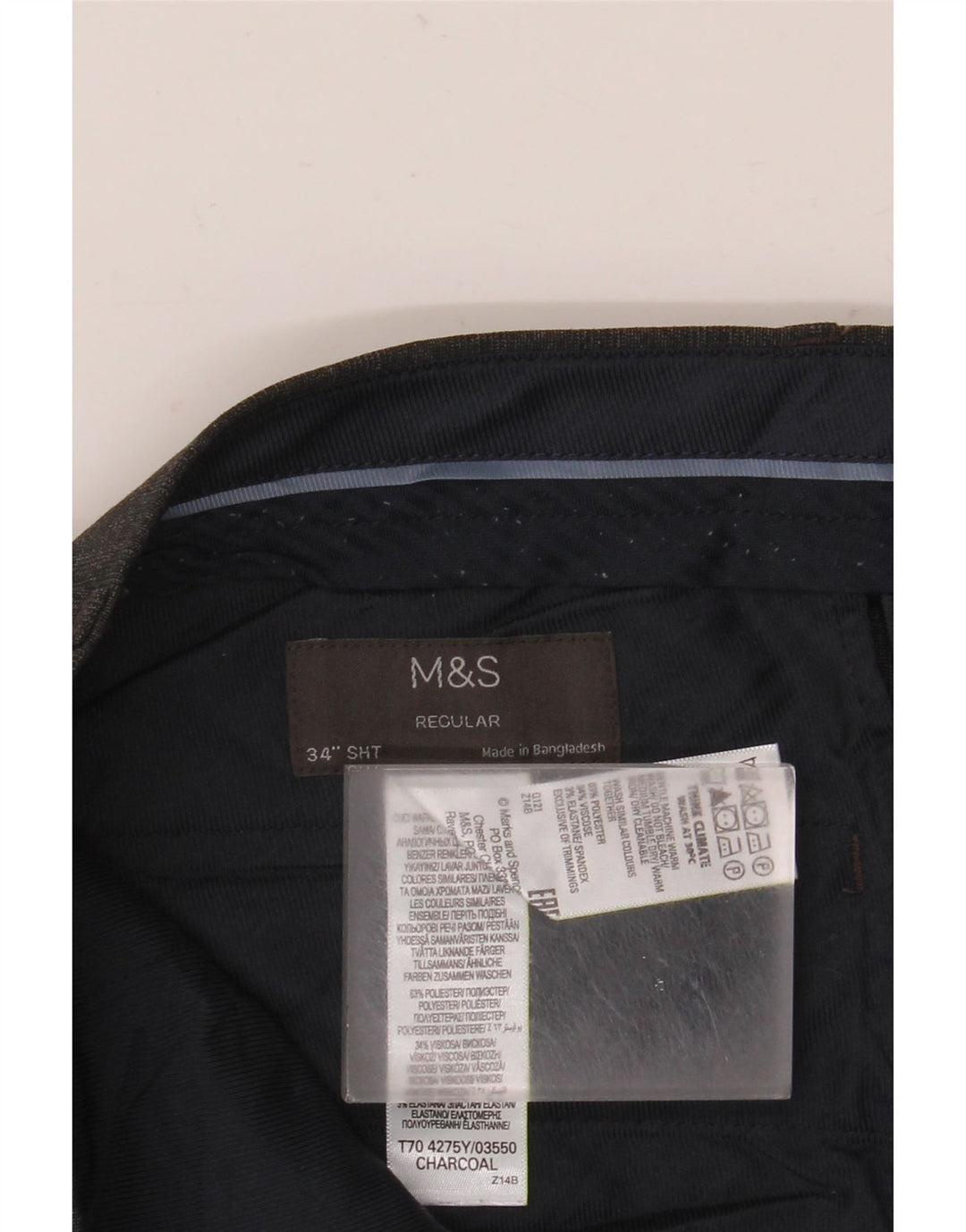 Pantaloni chino pentru bărbați Marks & Spencer, cu ajustare normală, L34 L29, poliester gri