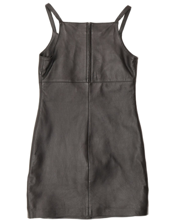 MADDOX Rochie din piele fără mâneci pentru femei UK 10 Piele neagră mică