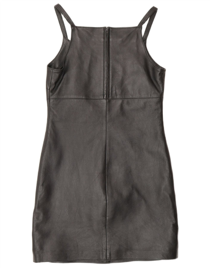 MADDOX Rochie din piele fără mâneci pentru femei UK 10 Piele neagră mică