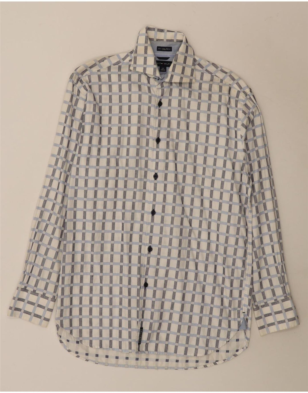 Cămașă pentru bărbați Tommy Hilfiger, bumbac cu carouri albe mici