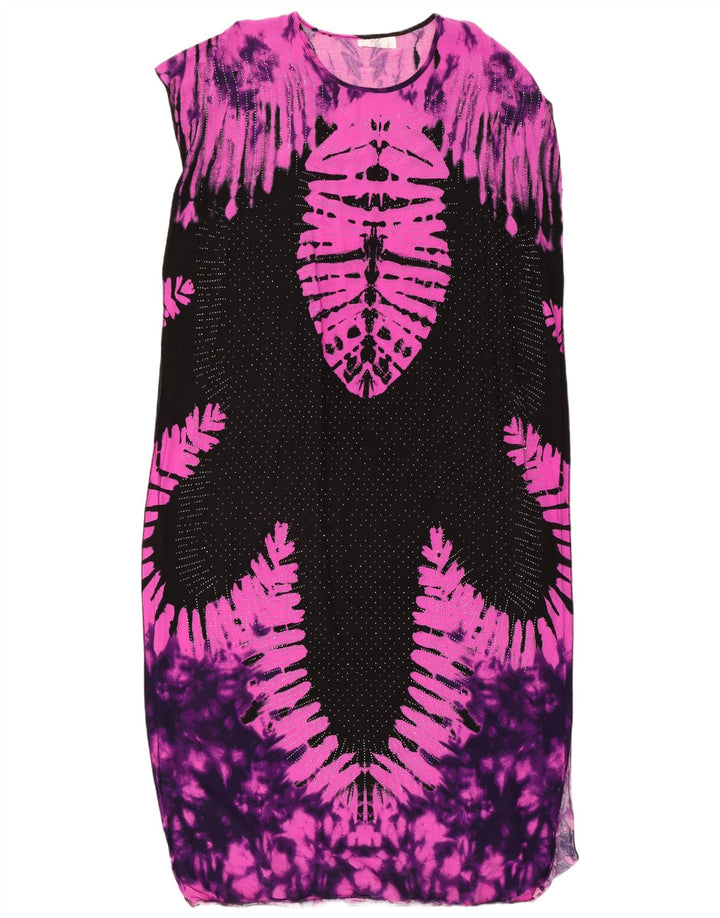 Rochie maxi vintage pentru femei cu model abstract, mărime unica neagră