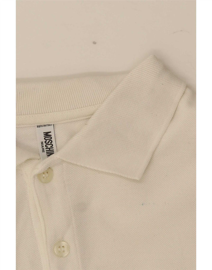 Tricou polo Moschino pentru bărbați, bumbac alb mediu