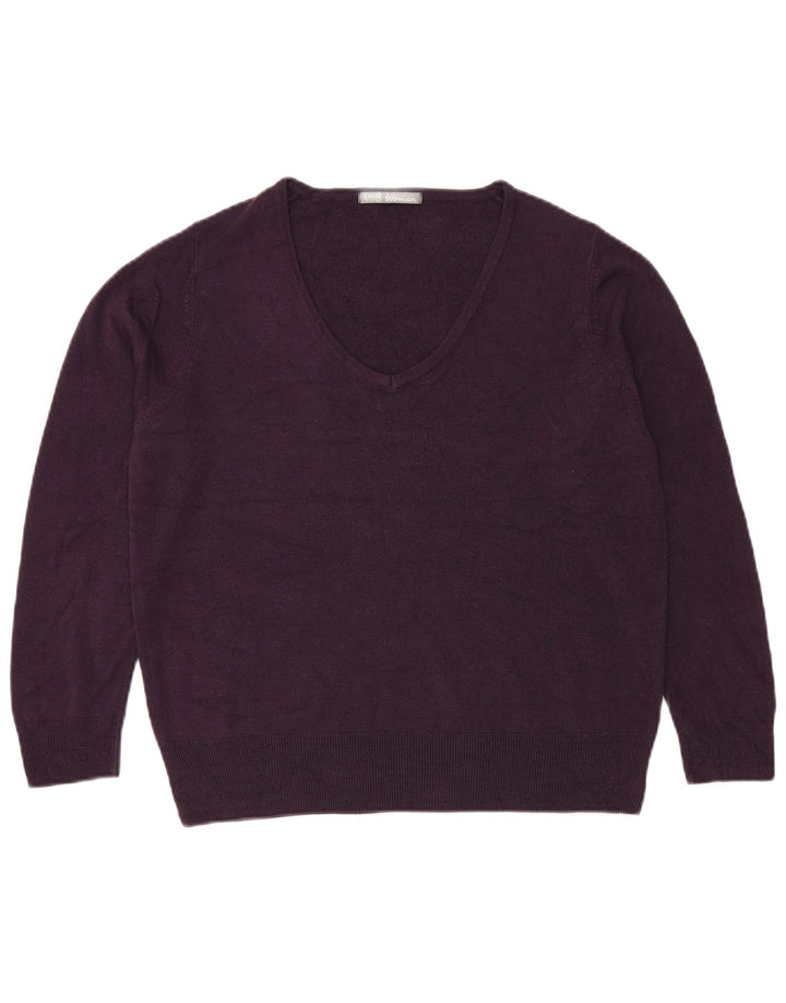 MARKS & SPENCER Pulover pentru femei cu decolteu în V UK 18 XL Violet acrilic