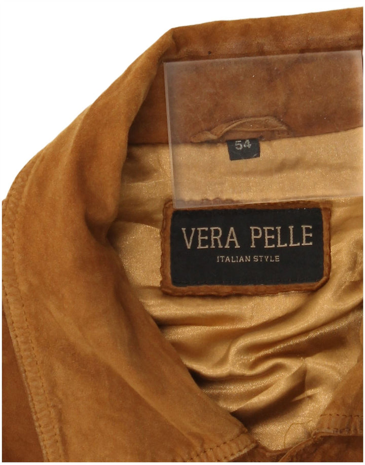 Jachetă Bomber din piele intoarsa pentru barbati VINTAGE IT 54 2XL piele maro