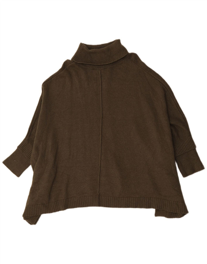 Jumper Poncho supradimensionat pentru femei Joules, cu gât rulat, UK 14 Medium Khaki Viscose