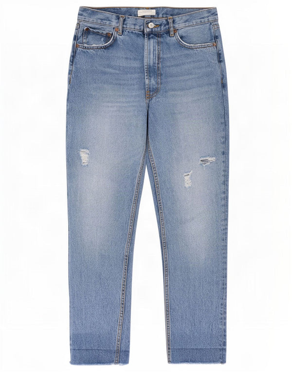 Blugi conici învechiți pentru femei Zara EU 36 XS W26 L27 Albastru