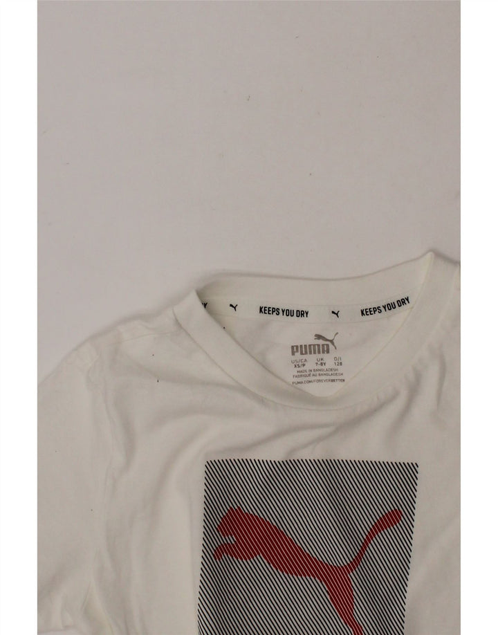 PUMA Boys Graphic T-Shirt Top 7-8 Years White Vintage Puma and Second-Hand Puma from Messina Hembry 