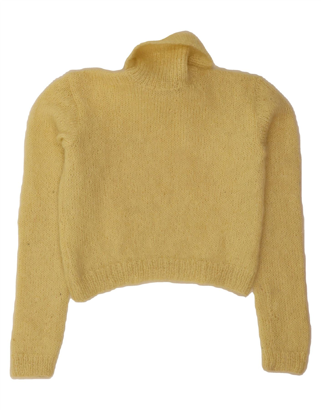 VINTAGE Womens Crop Roll Neck Jumper Sweater UK 14 Medium Yellow Vintage Vintage and Second-Hand Vintage from Messina Hembry 