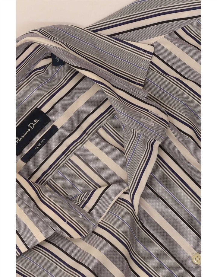 Massimo Dutti Cămașă Slim Fit pentru bărbați, cu dungi mari, albastre