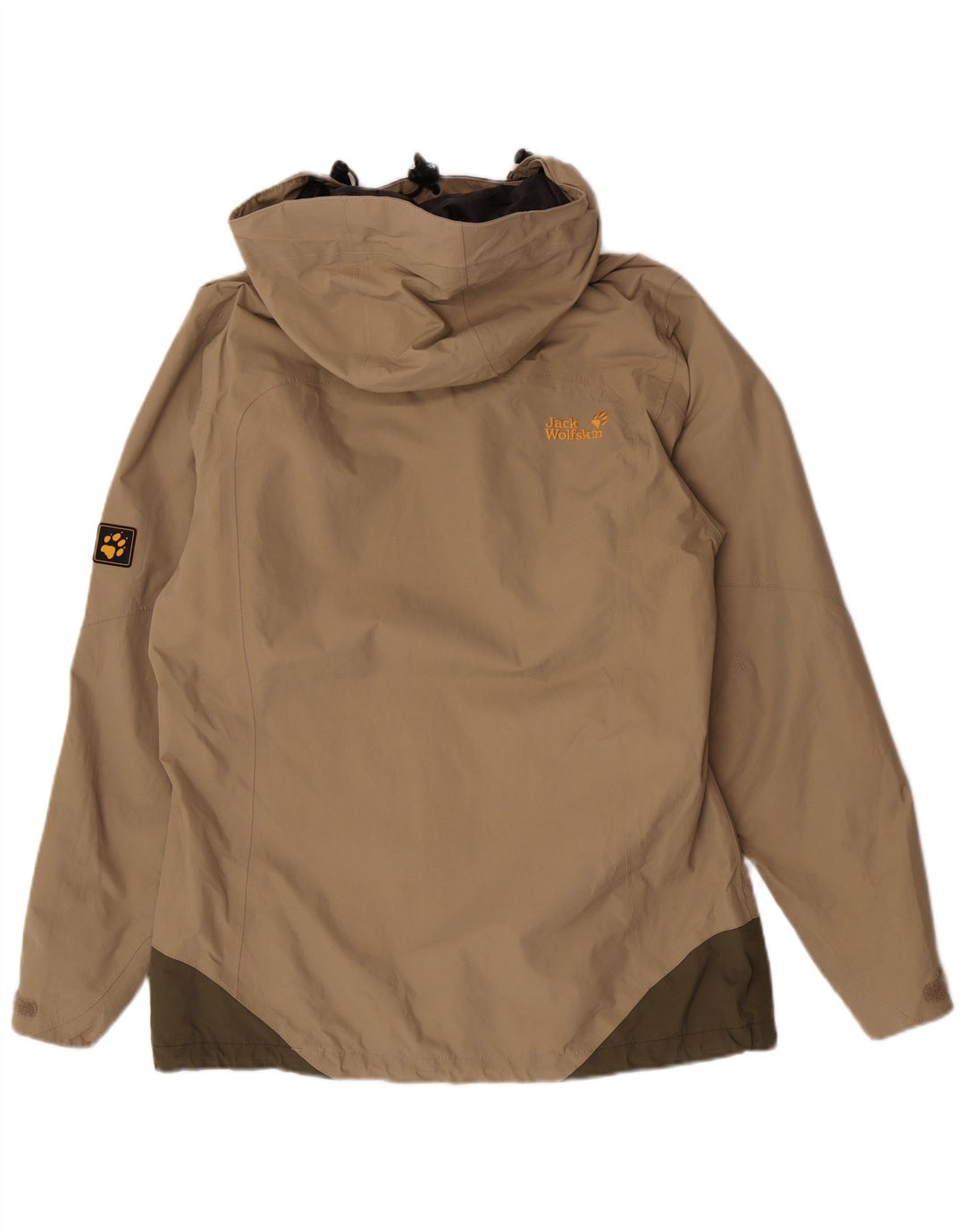Jack Wolfskin Jachetă de ploaie cu glugă pentru femei UK 12/14 Medium Bej Colorblock