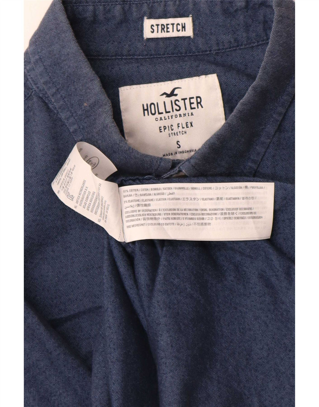 Cămașă Hollister pentru bărbați, mică, bleumarin, bumbac