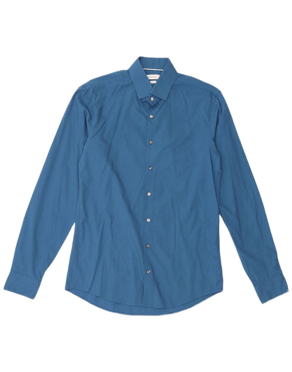 Cămașă pentru bărbați CALVIN KLEIN Slim Fit Mărimea 38 15 Bumbac albastru mediu