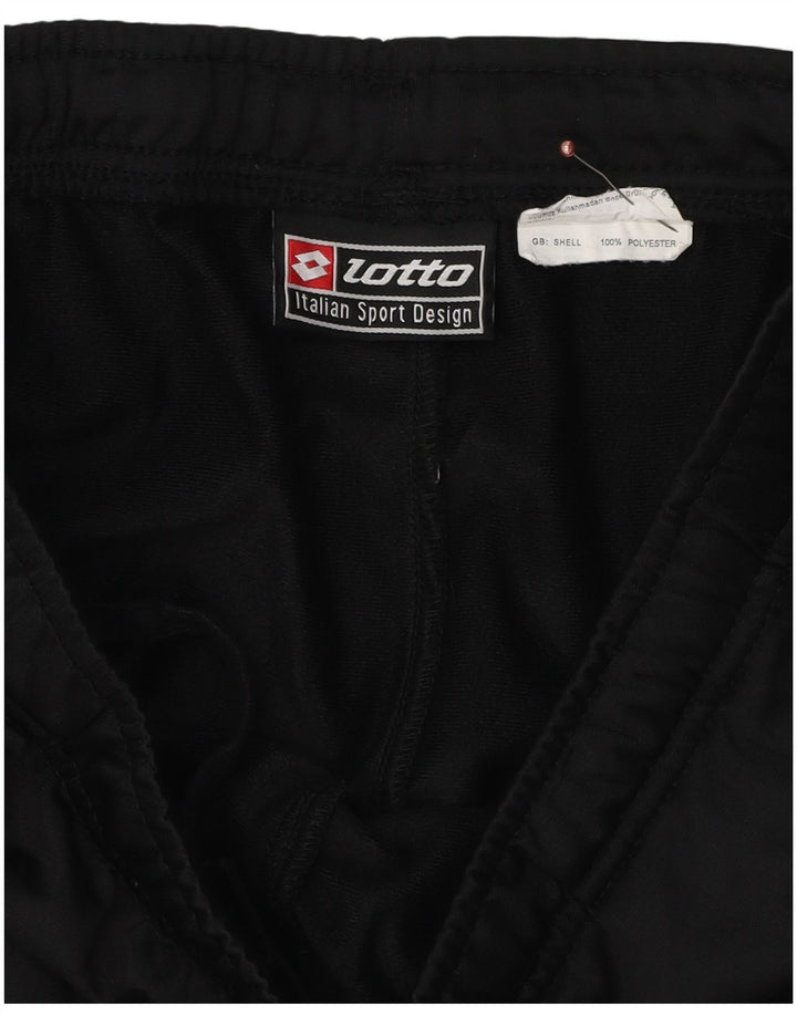 Pantaloni de trening grafic Lotto pentru bărbați, negru mediu, poliester bloc de culoare