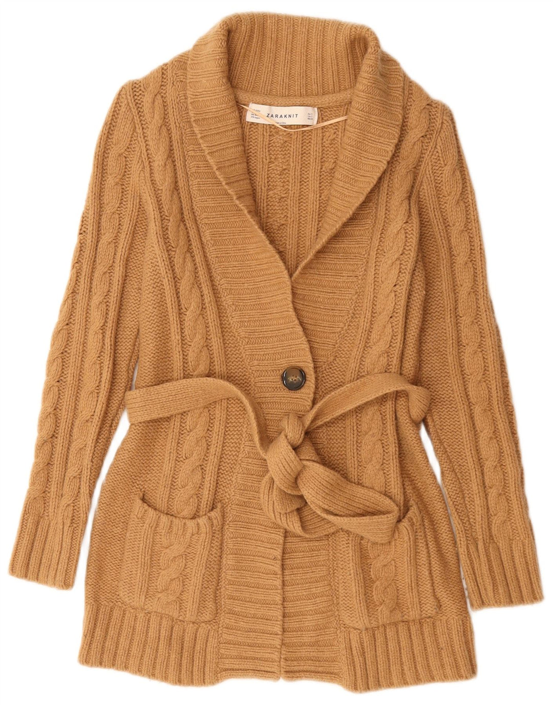 Pulover cardigan pentru femei Zara UK 10 mic maro nailon