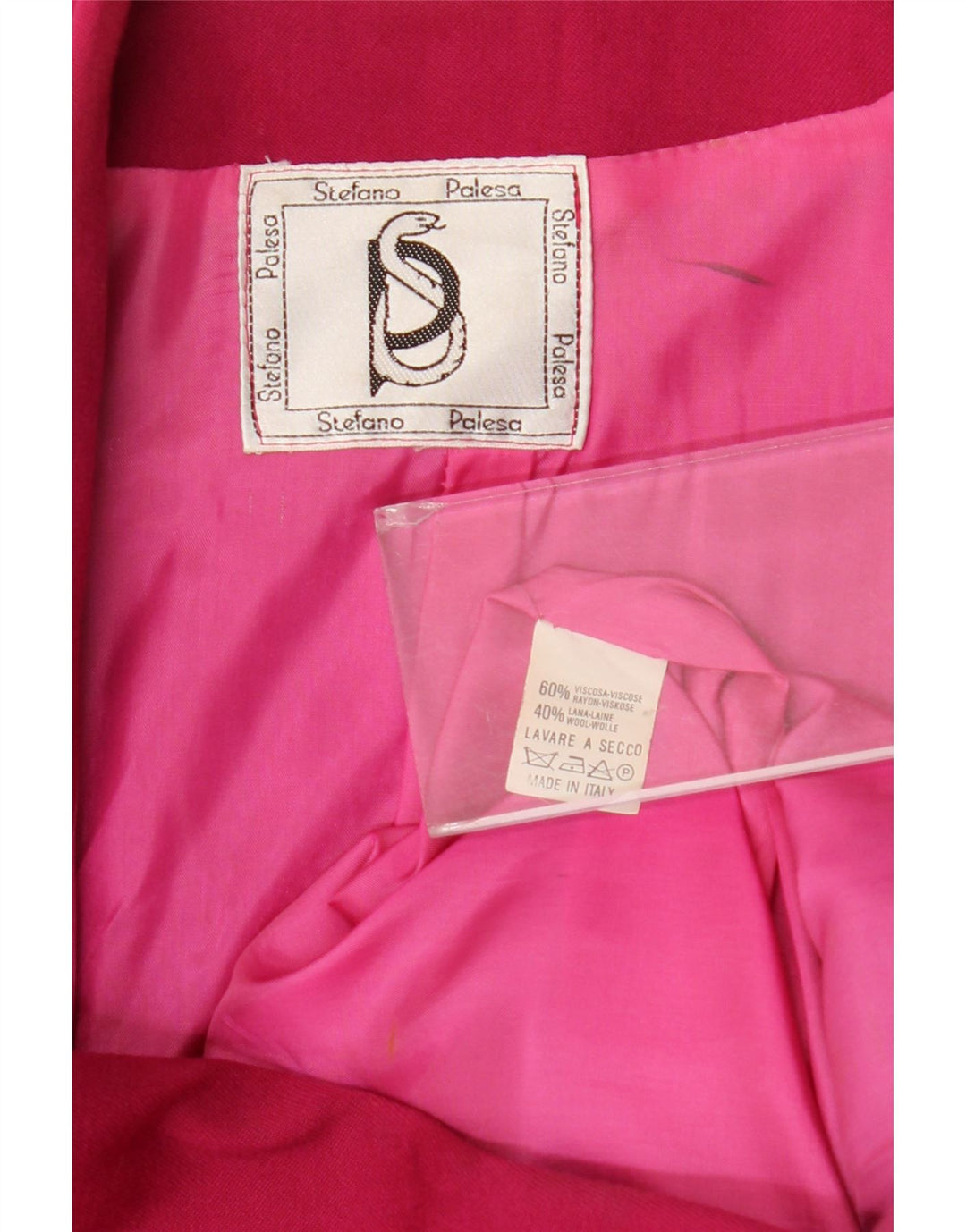 Jachetă vintage pentru femei la dublu piept UK 14, viscoză, roz mediu