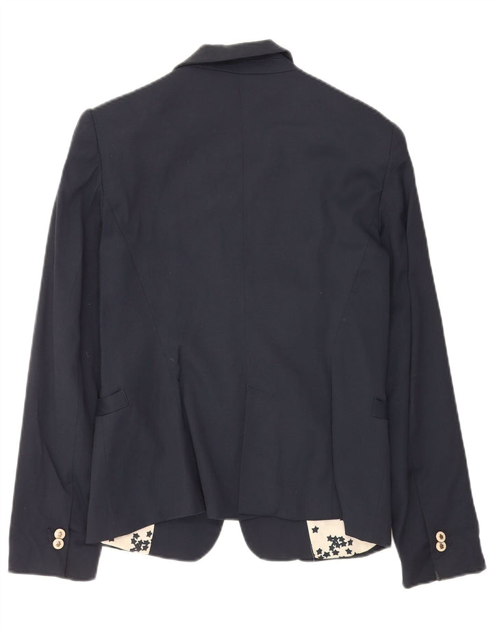 Blazer pentru femei Zara cu 1 nasture UK 12 Medium Bluemarin Bumbac