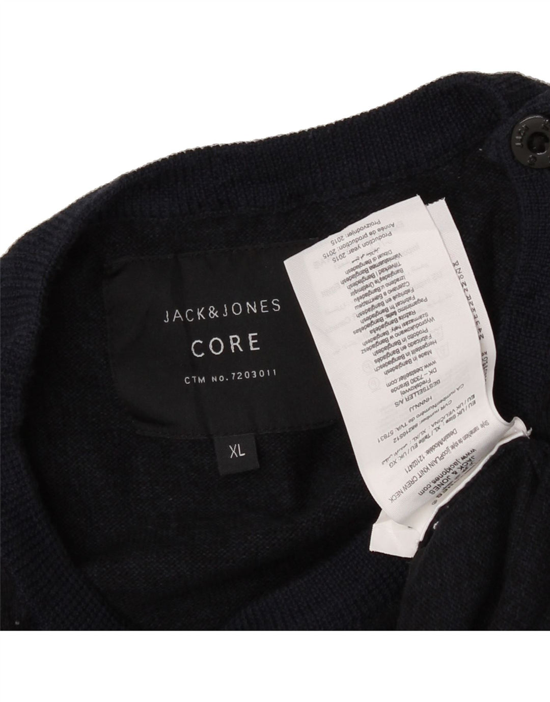 JACK & JONES Mens Core Top Long Sleeve XL Navy Blue Cotton Vintage Jack & Jones and Second-Hand Jack & Jones from Messina Hembry 