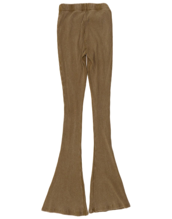 Pantaloni de damă Zara Casual Flare Medium L28 L33 Kaki Bumbac