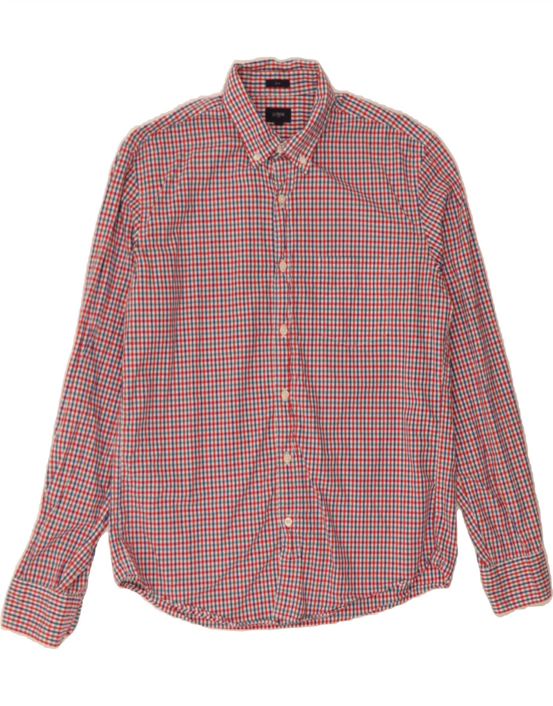 J. CREW Mens Slim Shirt Large Red Check Vintage J. Crew and Second-Hand J. Crew from Messina Hembry 